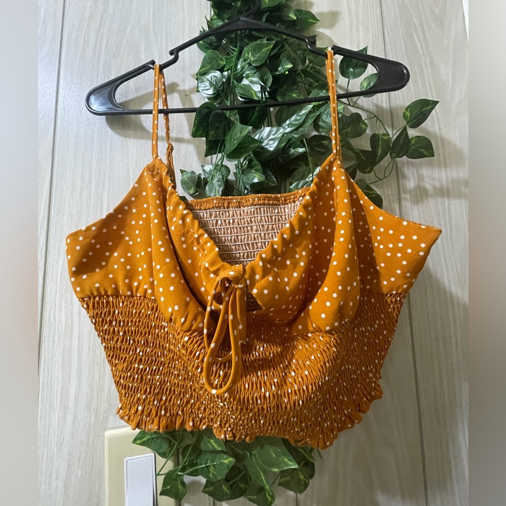 Orange polka dot crop top XL